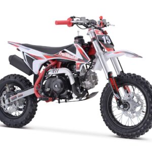 Trailmaster TM15 Dirt Bike 107cc Semi-Automatic 4 speed, 12 inch front tire, Electric Start, 24.21 inches seat height, Disk Brakes, Twin Spar Frame